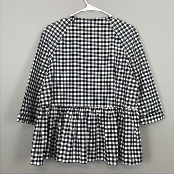 Victoria Beckham for Target Navy Blue and White Gingham Peplum Blouse. Size S - Picture 7 of 13